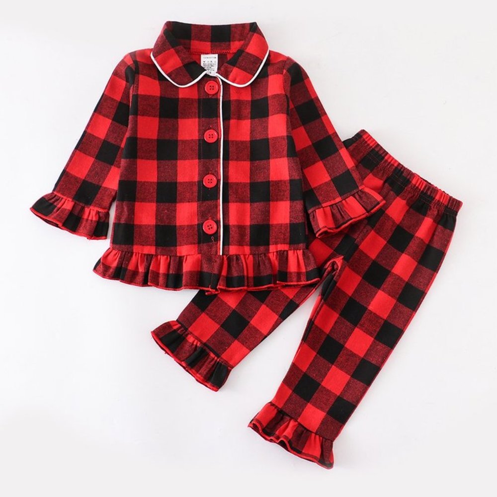 Basic Checkerboard Ruffle Pajama Set